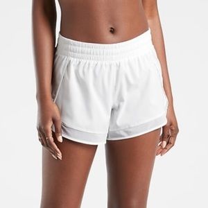 NWT Athleta white mesh racer run shorts size L